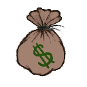 A sprite of a bag of money.